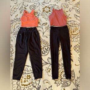 Set of 2 Old Navy blk joggers, S and M, and 2 athletic sports bras, S and M